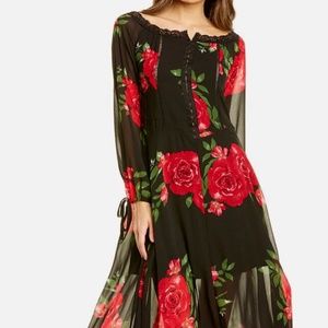 Gracia floral bohemian midi corset style dress